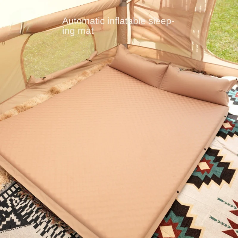 

Outdoor camping folding sleeping mat moisture-proof mat camping thickening widening air cushion mat automatic air mattress.