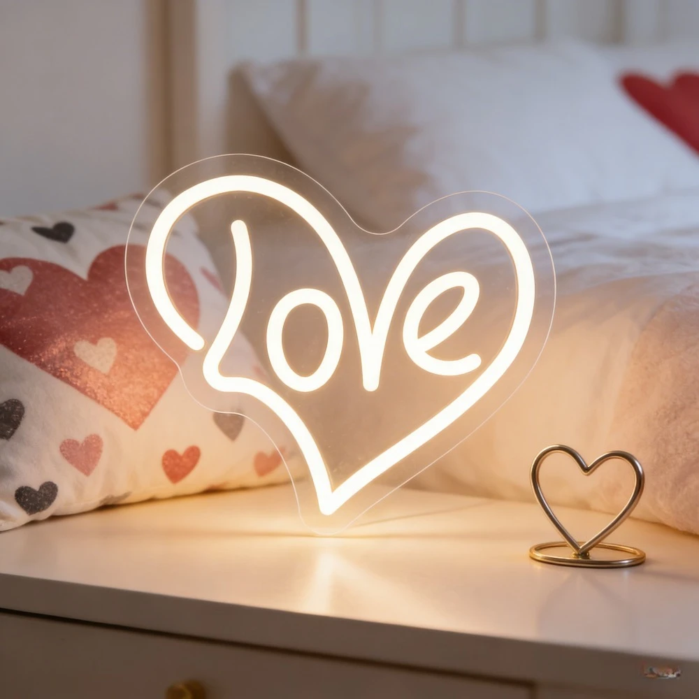 

Неоновая вывеска «Любовь» в форме сердца, светодиодный настенный декор для спальни, украшение на годовщину свадьбы, символ романтики, теплый свет, подарок