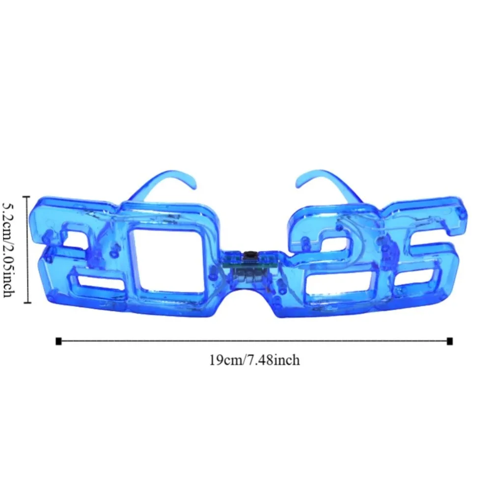 LED Glow 2026New Year Glow Glasses Square Shape Photographic Ornaments 2026 LED Glow Glasses Colorful Plastic
