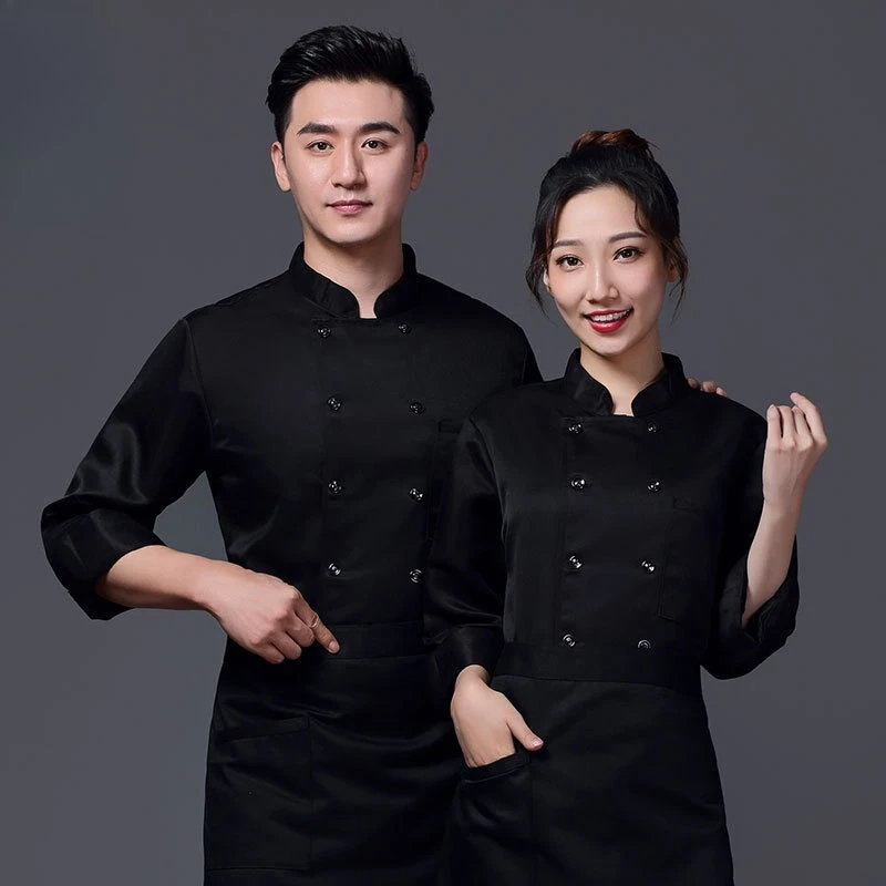 Chef Clothing Long-sleeved Sweat-absorbent Breathable Hotel Kitchen Western Restaurant Cafeteria Chef Uniform Men's Work Clothes