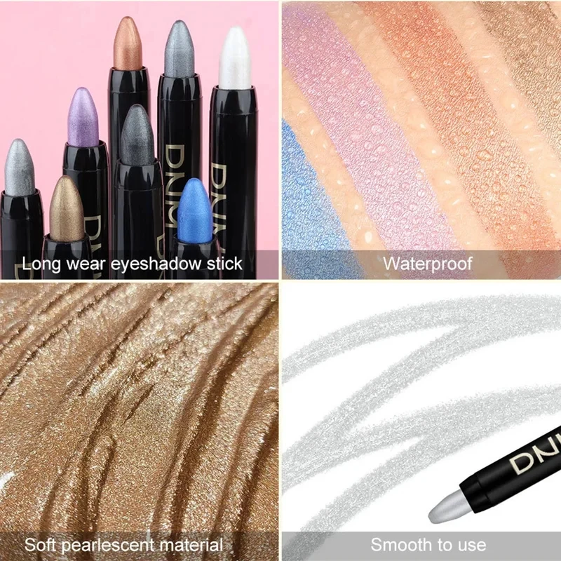 Smoky Dark Black Eyeshadow Pencil Stick Waterproof Pearlescent Matte Metallic Glitter Eye Shadow Highlighter Pen Make Up Tool - view 5