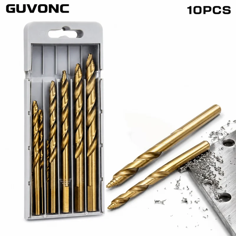 10Pcs HSS Twist Drill Bit Set 1-10mm Sharp Drilling Bits for Metal Wood Plastic DIY Power Drill Tools
