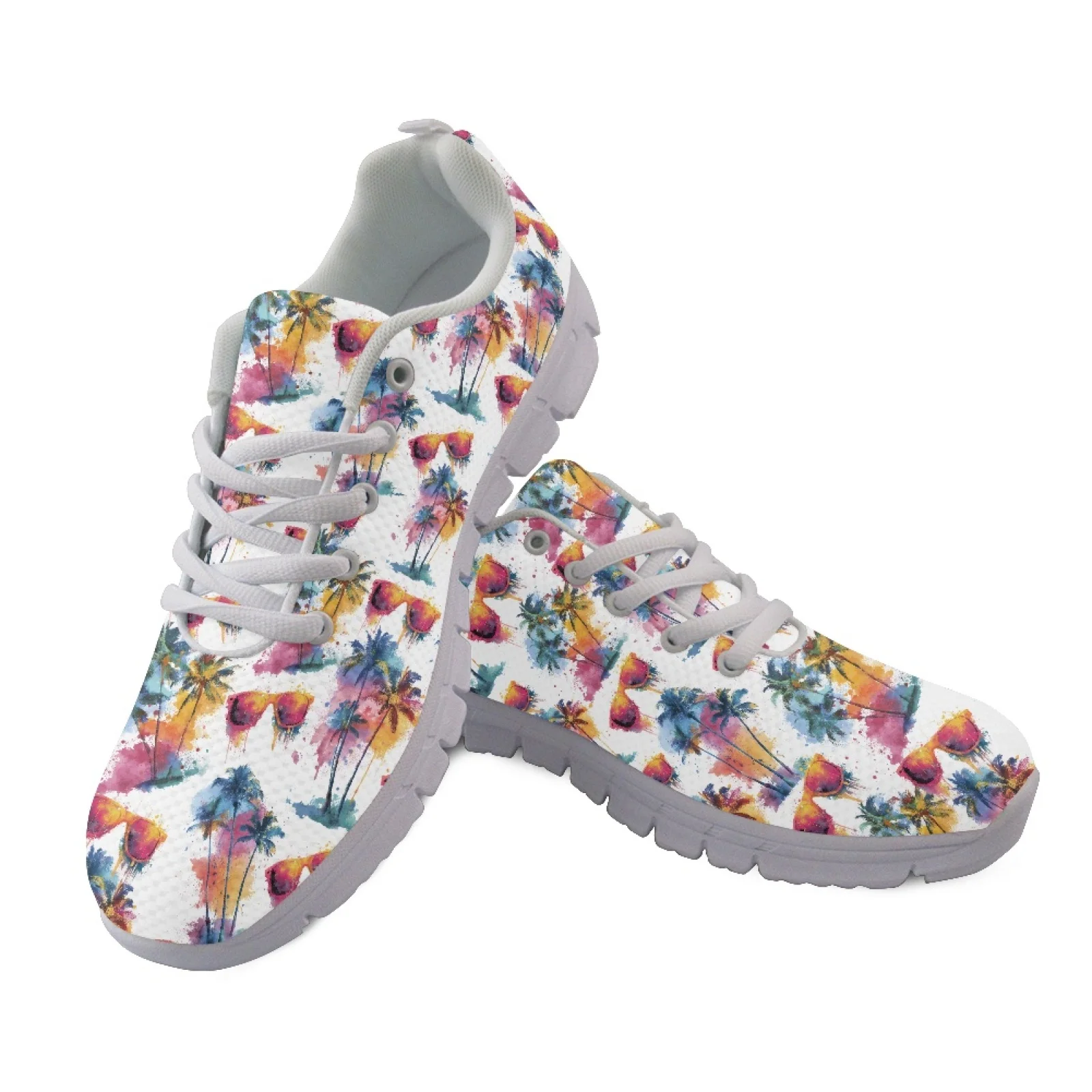 Coloranimal Watercolor Palm Sunglasses New Design Breathable Tennis Shoe for Men Mesh EVA Sole Work Shoes Sports Trainers