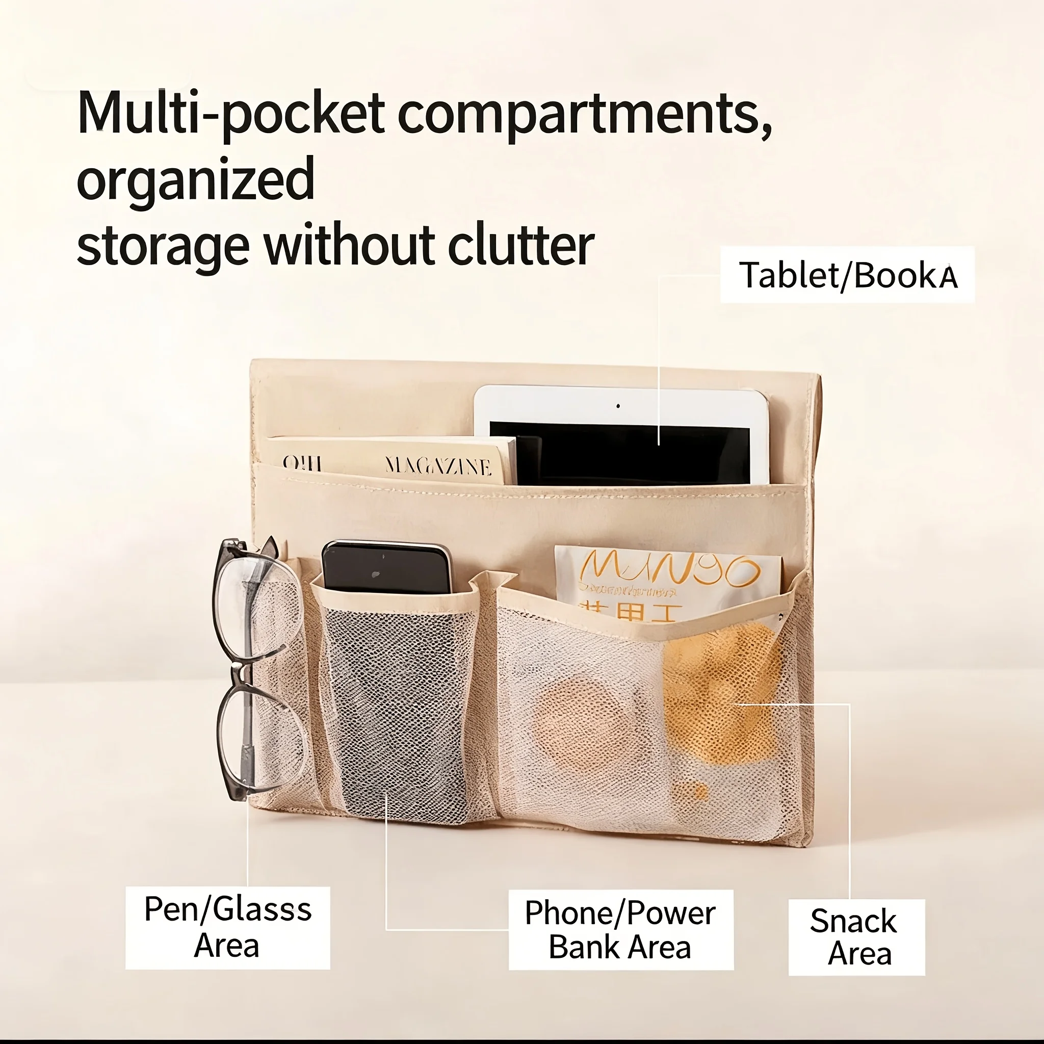 Adjustable Hanging Fabric Storage Basket with Compartments Suitable for Bottles, Wet Wipes Holder - Space-Saving Hanging Shelf view 5