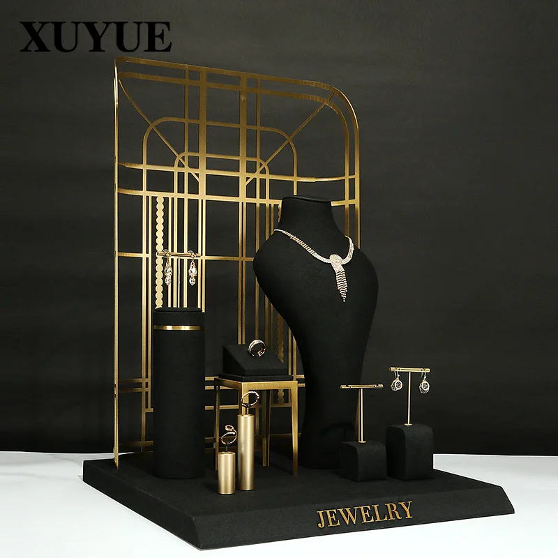 

New jewelry display props Black Jewelry Display Rack high-grade metal jewelry display rack window jewelry rack