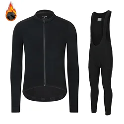 Spexcell Rsantce 2023 Winter Thermal Fleece Men Long Sleeve Cycling Jersey Bib Pants Uniform Set Mtb Bike Tops Bicycle Clothing