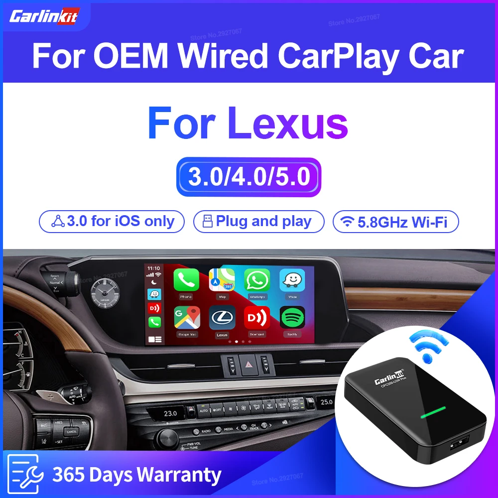 

Carlinkit 5.0 4.0 3.0 Carplay Wireless Adapter Wired To Wireless Apple Car Play Box for Lexus ES LC LS NX RC UX 2019-2023 RX IS