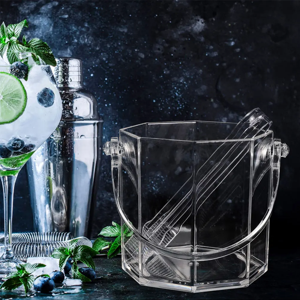

2 set 2 Sets Ice Bucket Clear Acrylic Beer Barrel Lightweight Portable Outdoor Parties Beverage Cooling Container Ice Cube Bin