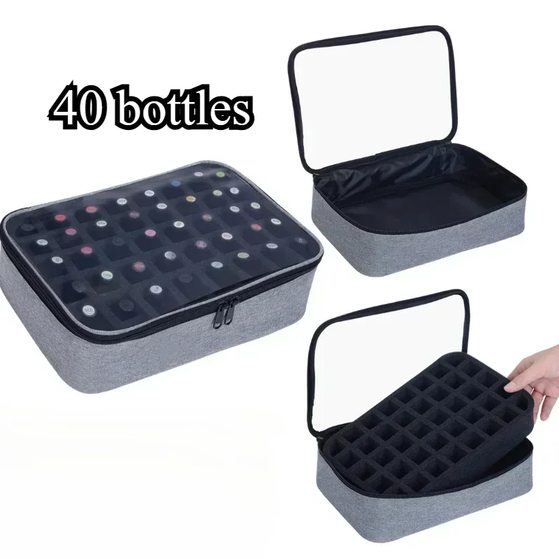 nail polish storage bag, multi-color portable hand-held large cosmetic bag, holds up to 30 bottles (15 ml), nail dril