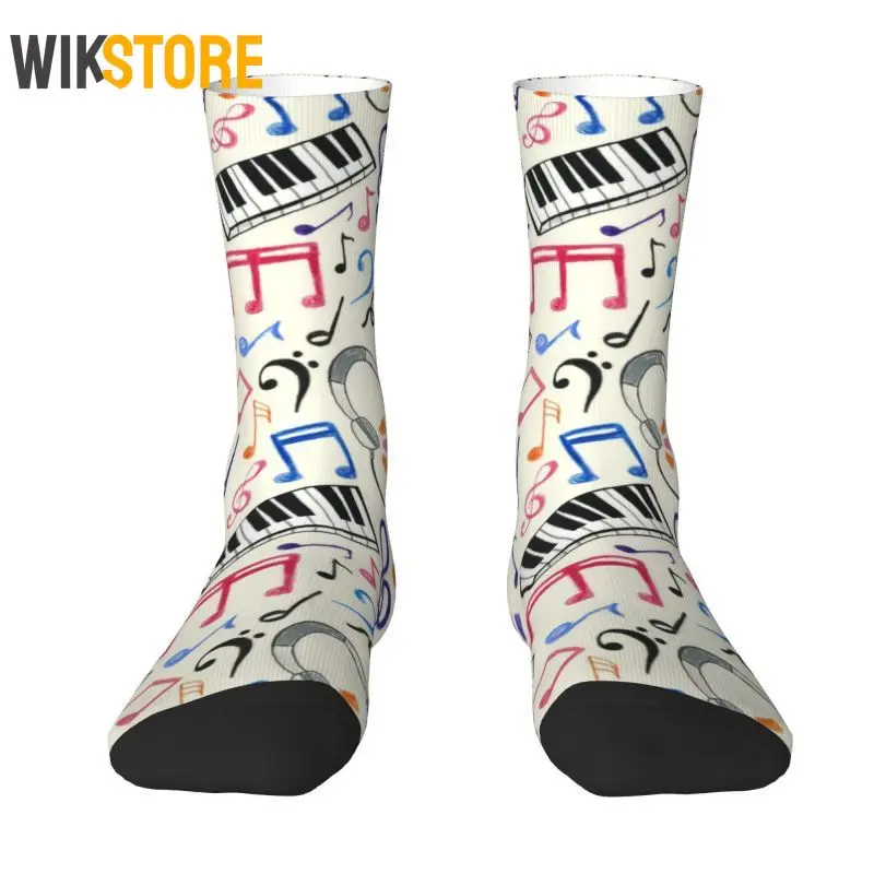 

Good Beat Music Notes Men Women Crew Socks Unisex Cute 3D Printing Classic Music Piano Lover Breathable Dress Sock