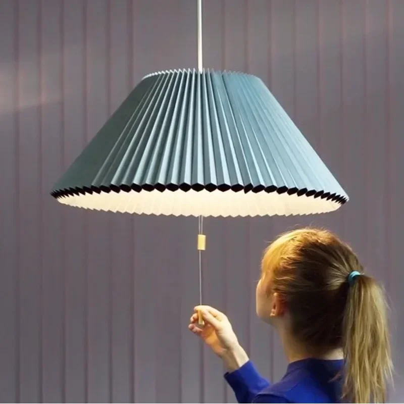 Modern American Living Room Pendant Lights Creative Design Pleated Variable Fabric Umbrella-shaped Net Celebrity Chandelier LED