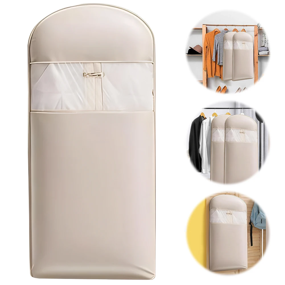 

Space Saving Hanging Garment Bag w/ Self Compression Zipper Storage Bag(Beige L)