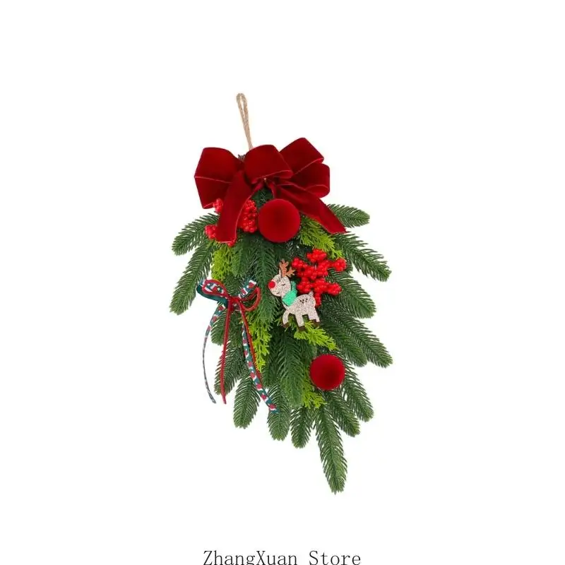 Weihnachten Weinrot Samtige Beeren Hängen Baum Simulation Kranz Schmuck Für Urlaub Party Tür Wand Dekore 3XUF – Detail 10