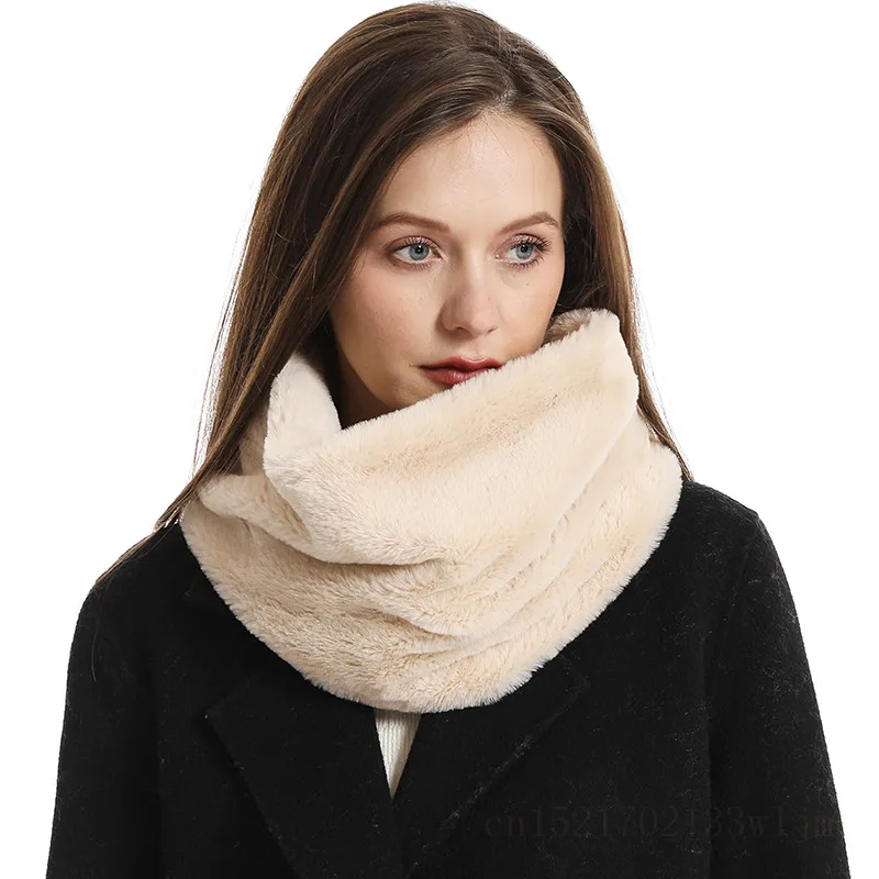 Fashion Fur Neck Warm Scarf 2023 Winter Unisex Doutdoor Hiking Thick Solid Plush Ring Scarves Kids Women Cycling Snood Collar