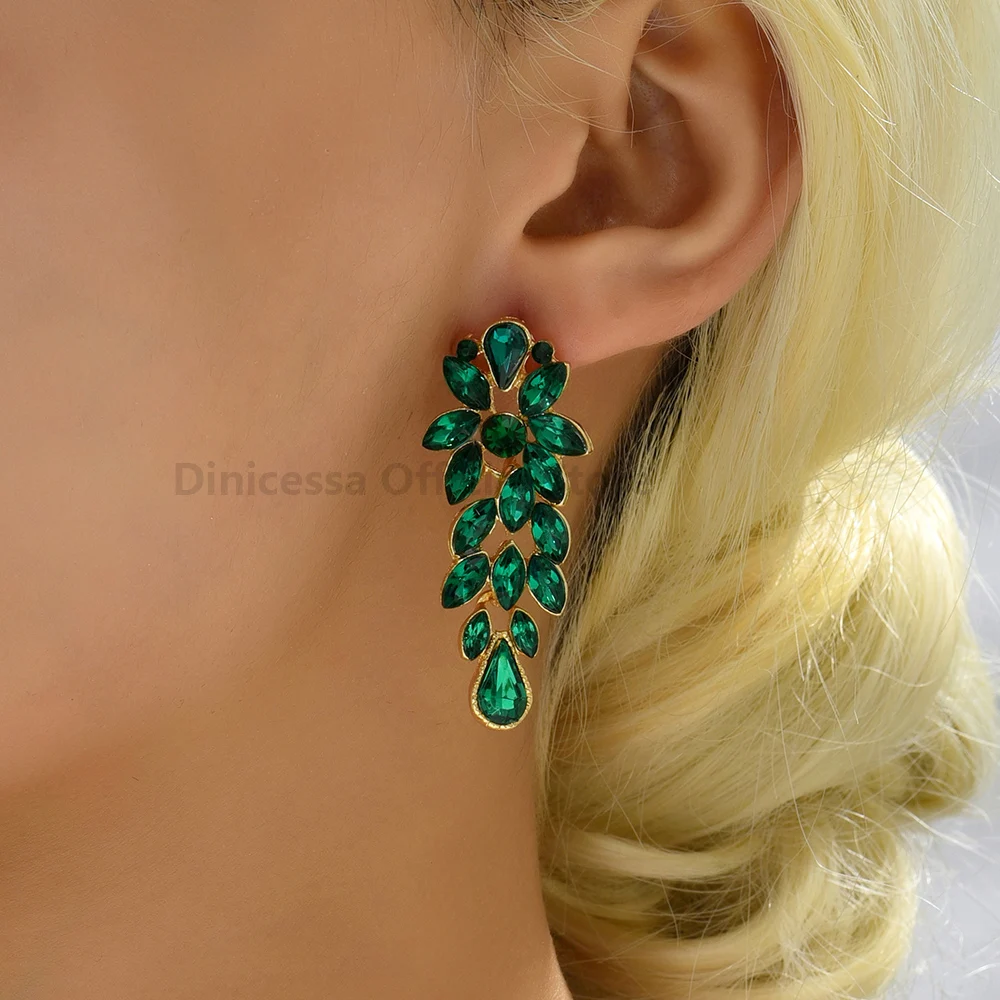 Fashion Metal Alloy Hollow Dangle Earrings For Women Trend Vintage Leaves Crystal Boho Pendientes Luxury Wedding Party Jewelry