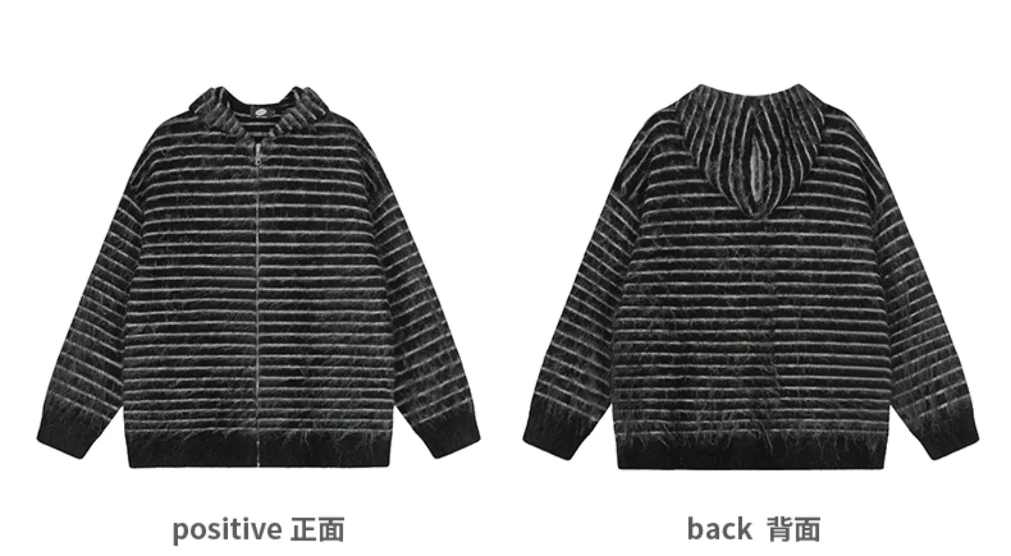 الأمريكية الرجعية مخطط الموضة العصرية الرجال مقنعين سترة سترة الشباب شعبية فضفاضة عادية محبوك سترة #6