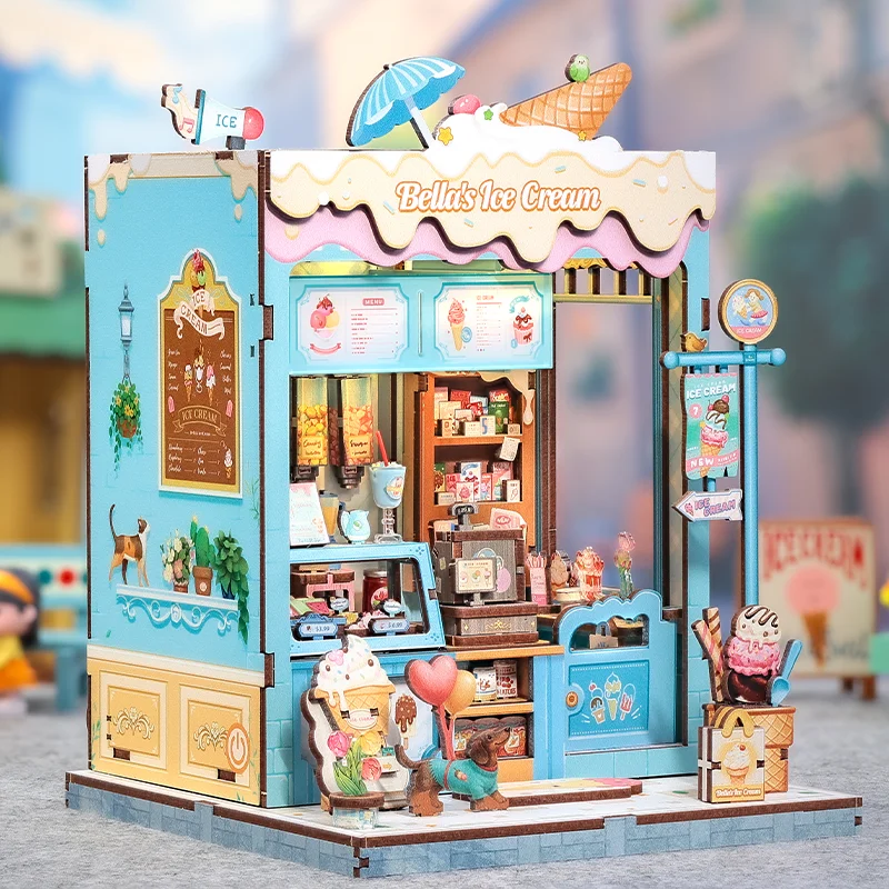 

CuteBee DIY Miniature House CWGC212 Bella's Ice Cream 3D Wooden Puzzle Wooden Book Nook Gift Decoration