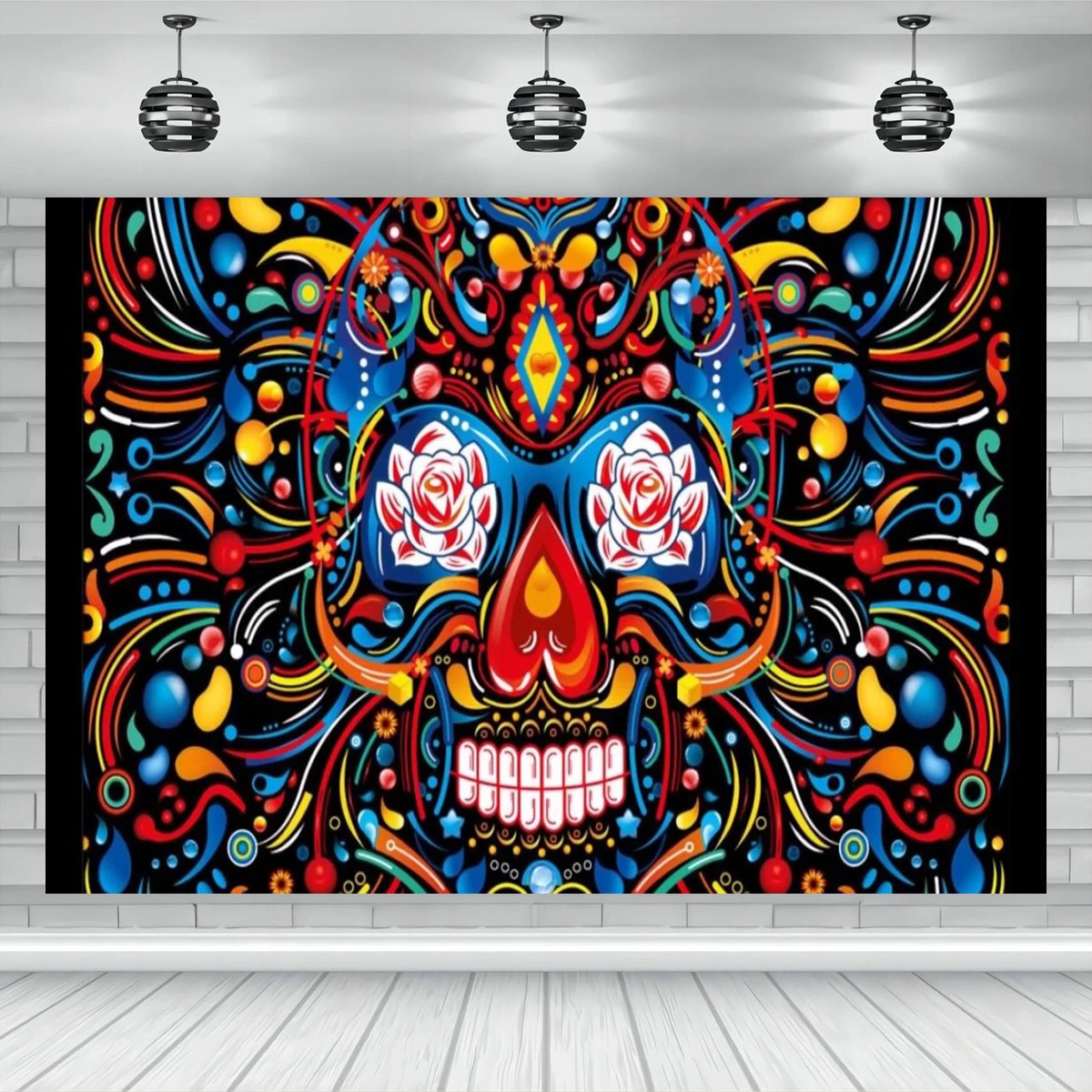 HKFZ Vinyl Backdrop Day Of The Dead  Festival Skull Art Sugar Flower Photography Dia DE Los Muertos Banner Decoration Background