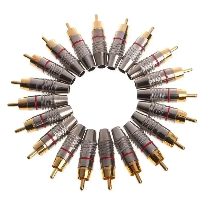 10pcs/20pcs RCA Male Plug Audio Video Locking Cable Connector Gold Plated      45mm RCA Male Plug Connectors