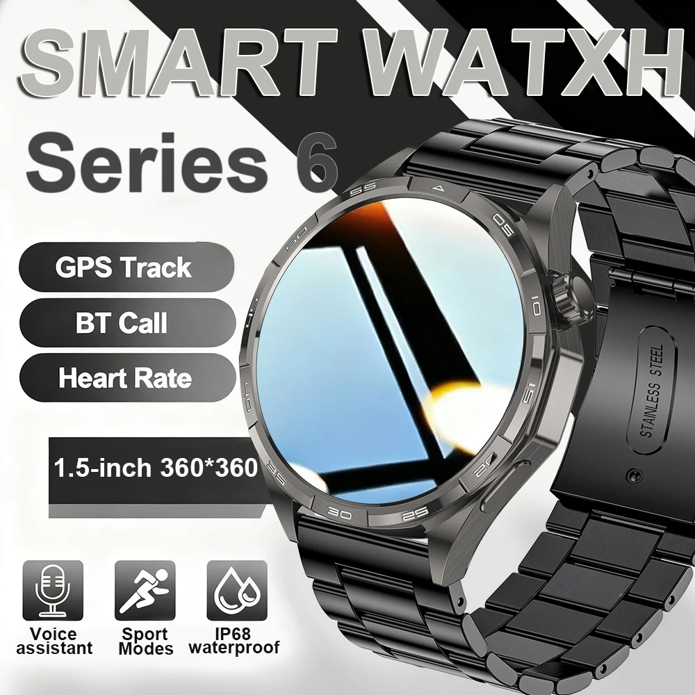 

New Smart Watch Men Watch 6 GT Series AMOLED Screen Heart Rate Health Monitoring Bluetooth Call Business Sport Smartwatch Man