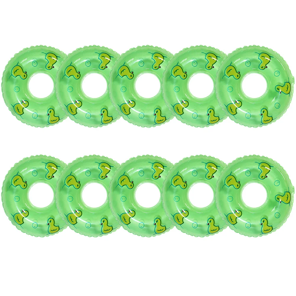 

10 Pcs Bobbleheads Duckling Swimming Ring House Mini Rings Green Miniature Toys