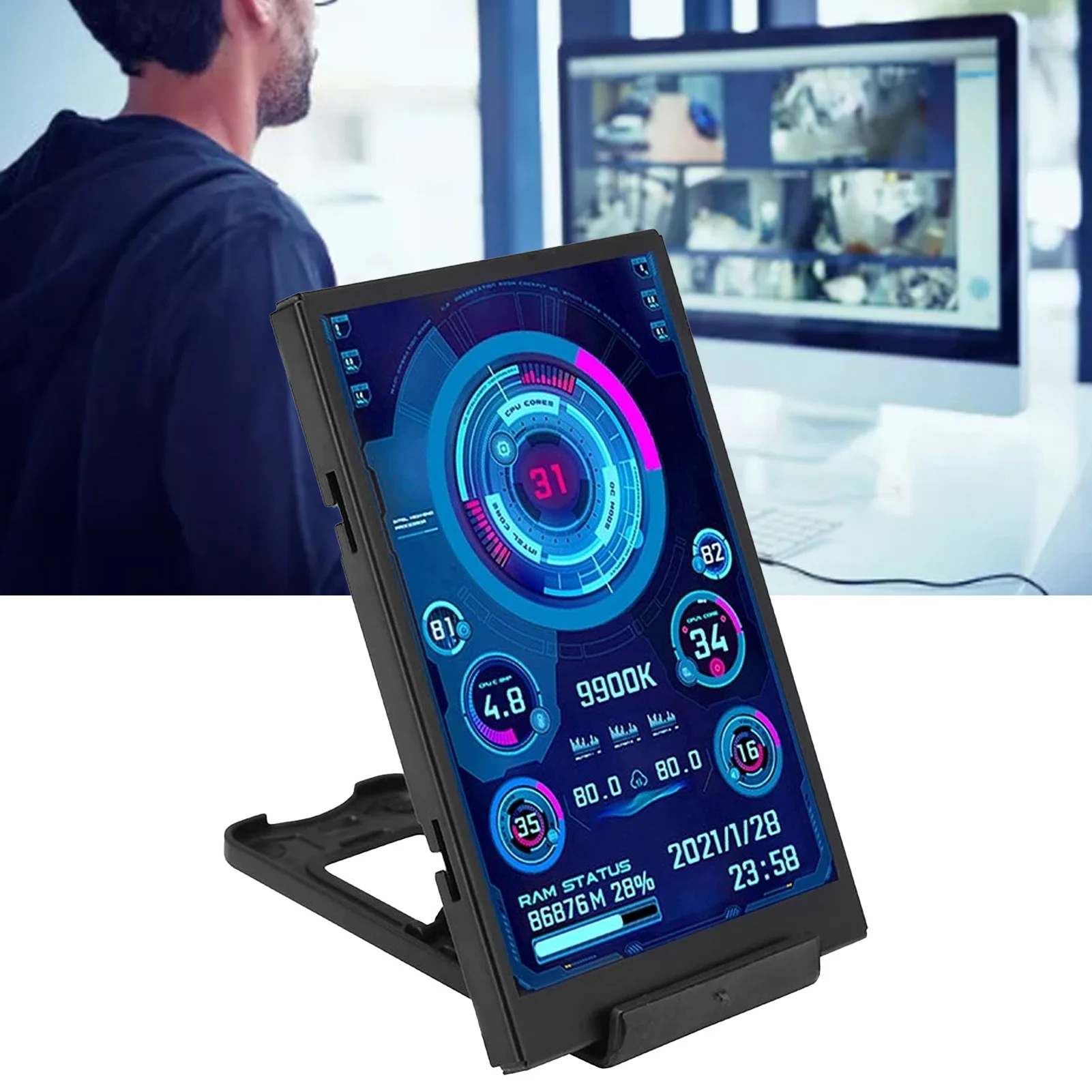 Computer Screen Display Screen Mini Monitor Display Screen USB IPS Full View Computer Accessory for Industrial Data Mini Monitor