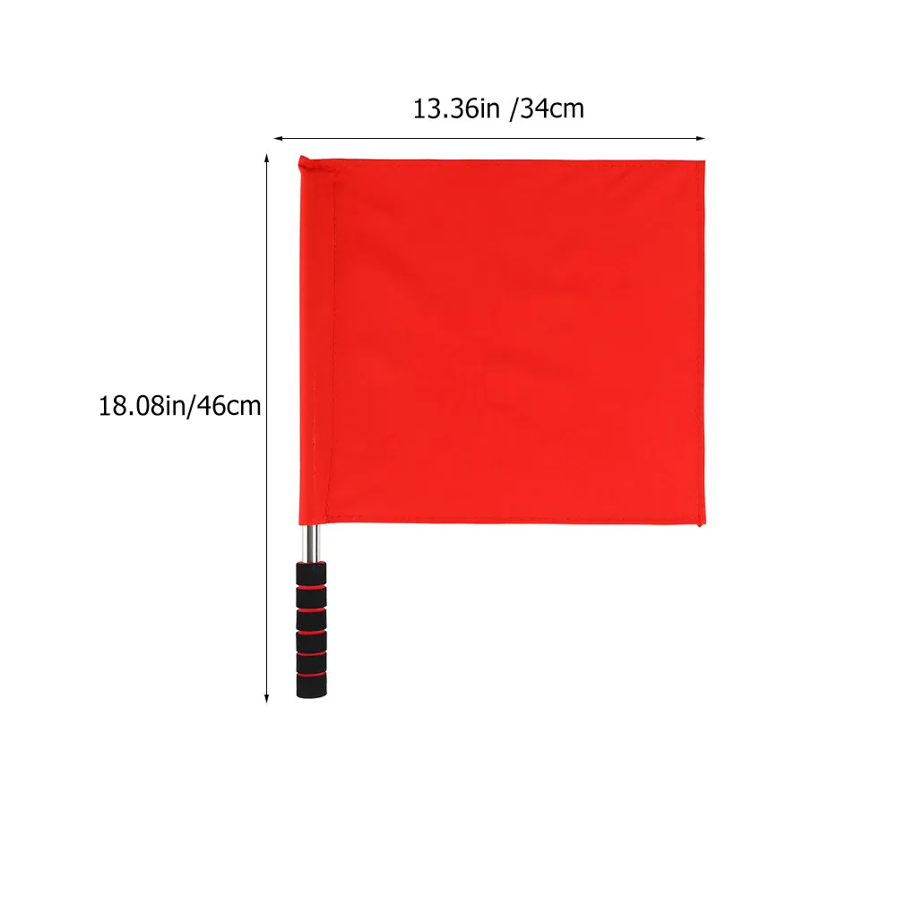3Pcs Red Handheld Signal Flags Sturdy Grip Handle Lightweight Cloth Stainless Steel for Referees Racing Conducting Traffic