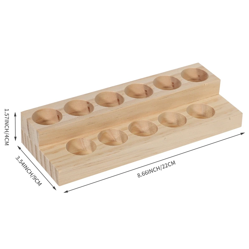 ABSF 11 Holes Wooden Essential Oil Tray Handmade Natural Wood Display Rack Demonstration Station For 5-15Ml Bottles