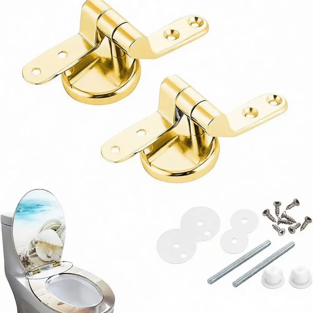 Gold Zinc Alloy Toilet Seat Hinge Durable Bathroom Accessory Replacement Fitting Stable Hardware For Modern Home Toilet Repair