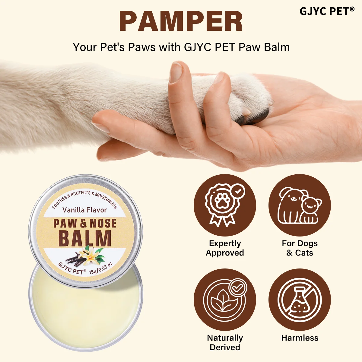 Pet Paw & Nose Balm Dog Cat Vanilla Scent Moisturizing Soothing Anti-Cracking Repairing Dry Cracked Natural Moisturizer view 3