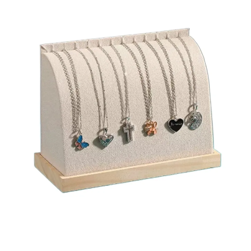 

PU/Velvet Surface Necklace Display Stand Fashion Solid Wood Base Chain Pendant Storage Holder Large Size Multiple Easel