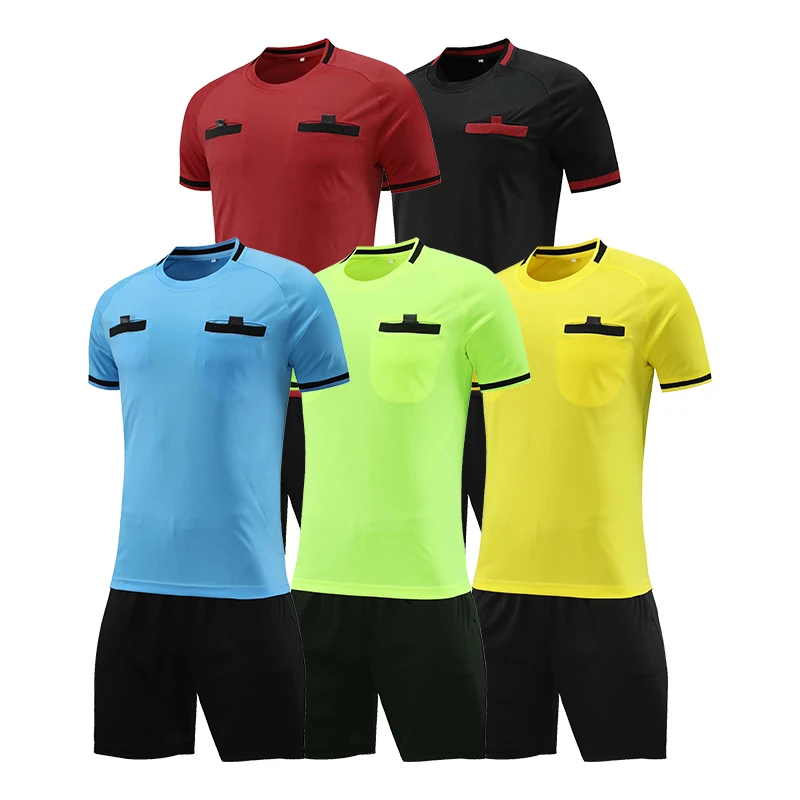 

2024 Soccer Referee Uniforms Professional Judge Football Jerseys Shorts Shirts Suit Pocket Tracksuits Clothes Custom