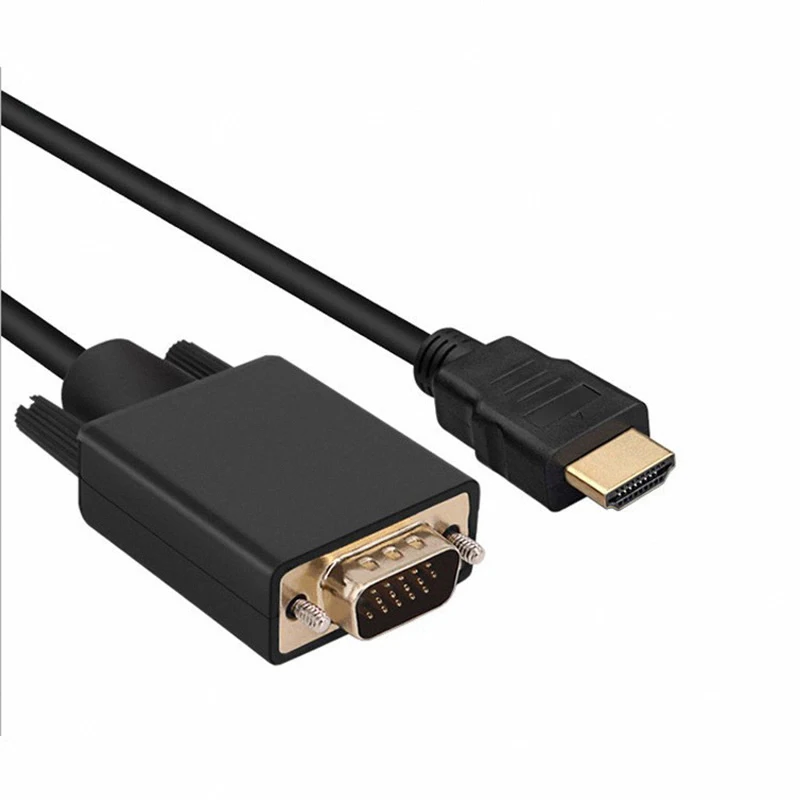 Cabo adaptador VGA para HDMI padrão, vídeo de alta definição, 1080p, projetor de tela, TV, 1,8 m