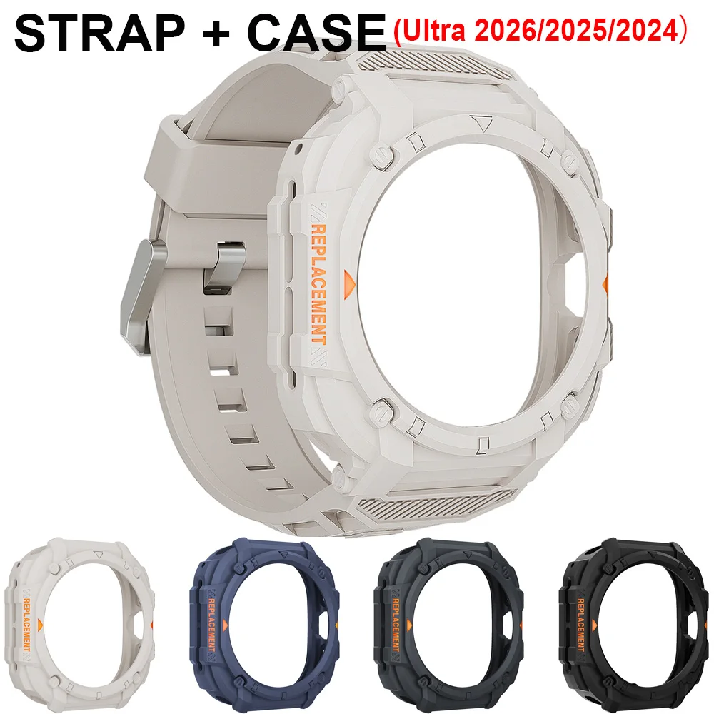 TPU Strap+Case for Samsung Galaxy Watch Ultra 2 2026/2025/2024 Sport Silicone Bracelet Protector Frame Cover For Ultra 47mm Band