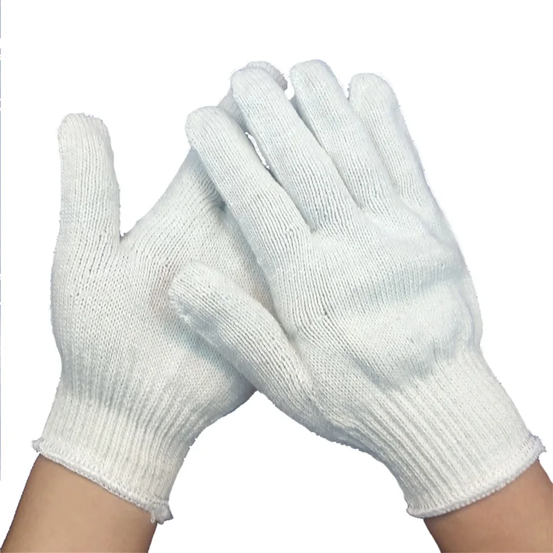 20pcs Lampshade Cotton Non-slip And Wear-resistant Construction Site Work Gloves, Encrypted White Labor Protection Gloves