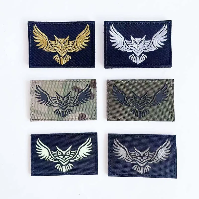 Owl Wings Fabric Applique Embroidery Morale Emblem,IR Reflective Patches Military Armband Sticker Tactical Badge for Clothing