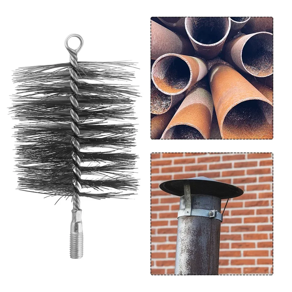 Chimney Brush Cleaning Brush Round Steel Wire Fireplace Flue Pipe Rust Circular Thread Interface Industrial Pipe Brush