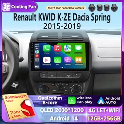 Android 14 wifi + 4G Carplay Auto Autoradio Per Renault KWID K-ZE Dacia Primavera 2015- 2019 Navigazione GPS Stereo Multimediale DVD DSP