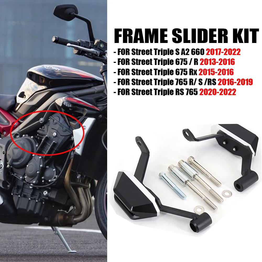 

FOR Street Triple 765 R S RS 765S 765R 765RS RS765 675Rx 675R Motorcycle Engine Guard Crash Frame Slider Kit Falling Protector