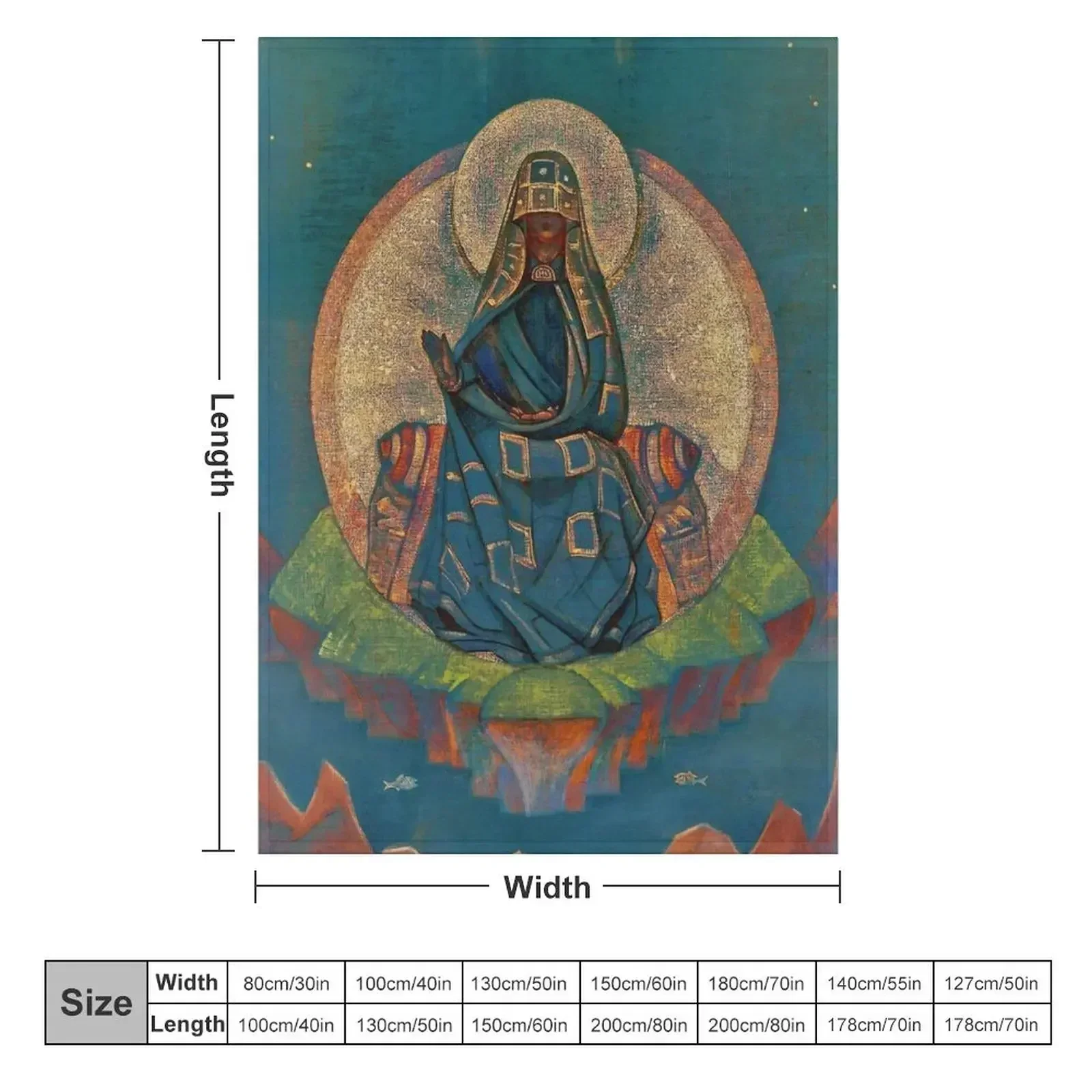 Nicholas Roerich Mother of the World, 1924 - warmer colours Throw Blanket Flannel Fabric Hair Soft Plush Plaid Plaid Blankets