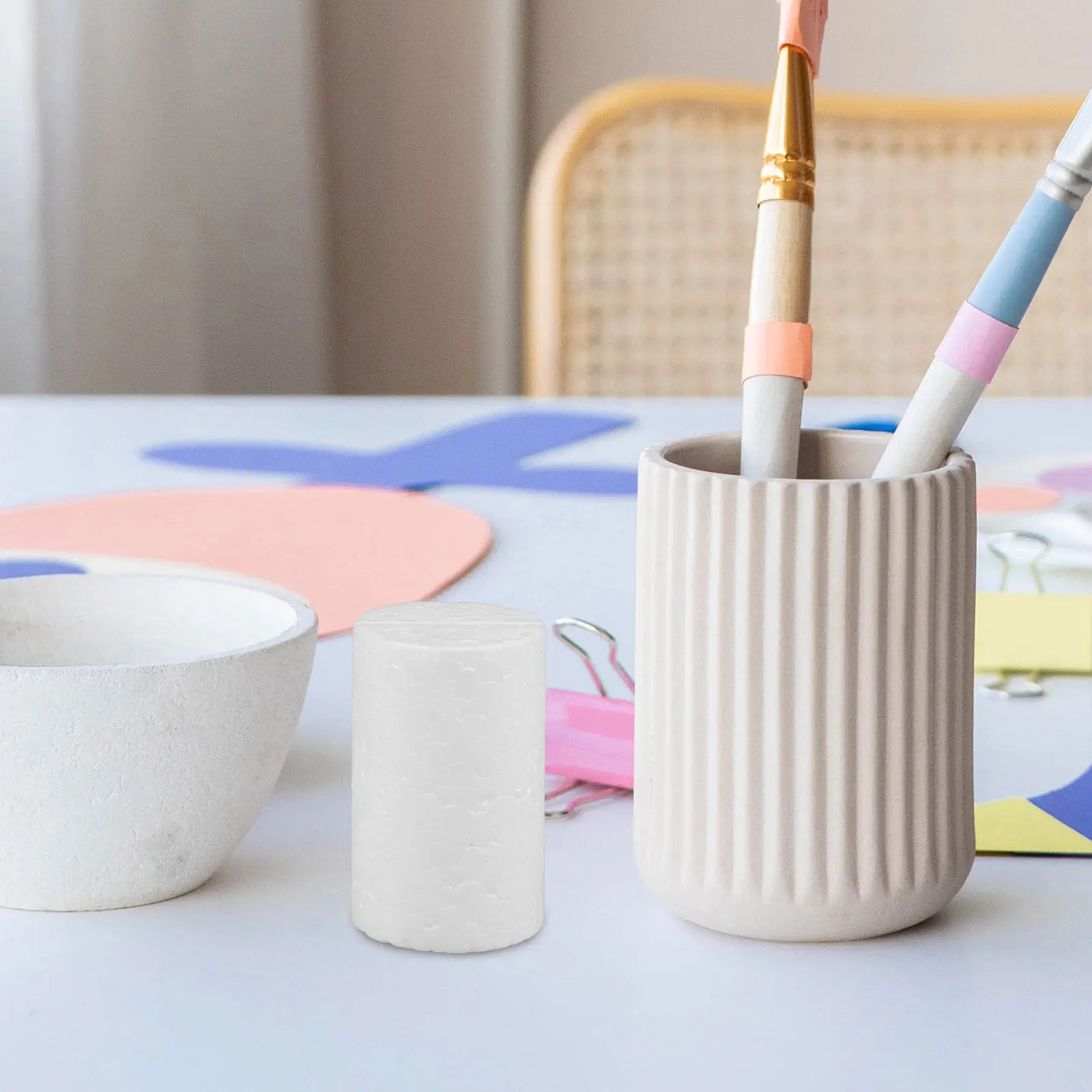 20Pcs Polystyrene Foam Cylinders White 5x3cm Blank Tubes DIY Christmas Craft Decorations Supplies Round Column