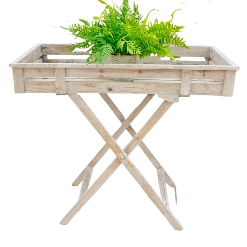 

Solid wood flower stand, workbench, groceries, garden balcony decoration display