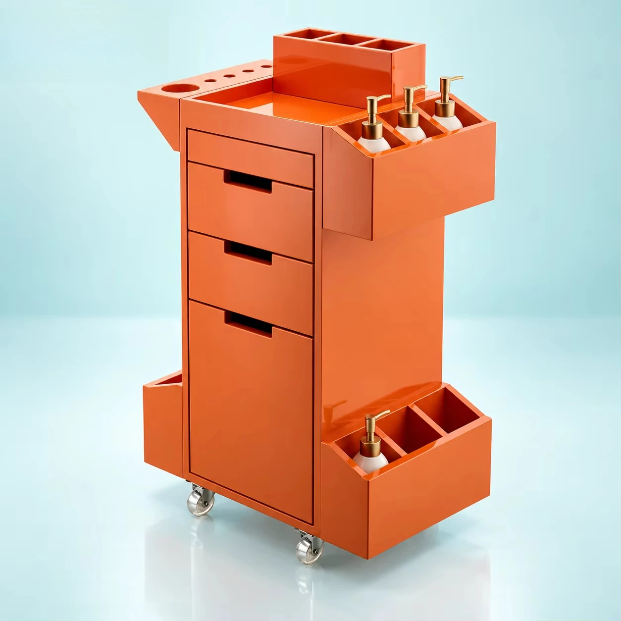 Professional Salon Trolley, Heavy-Duty 4-Wheel Hair Stylist Cart, Drawers, Cabinet, Tool Holders, Storage Organizer