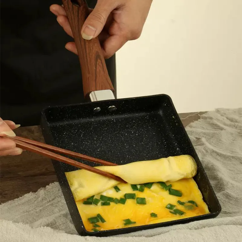 Japanische Tamagoyaki-Omelettpfanne, antihaftbeschichteter Brattopf, verdickte quadratische Pfannen, Induktionsgasherd, universelle Eierpfannkuchen-Bratpfanne