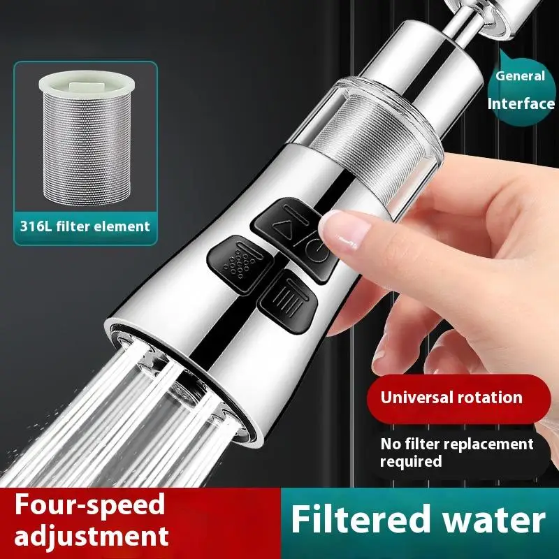 Universal Kitchen Sink Water Filter Faucet Extender 720° Rotatable Aerator Splash Filter Washbasin Faucet with Built-in Filter