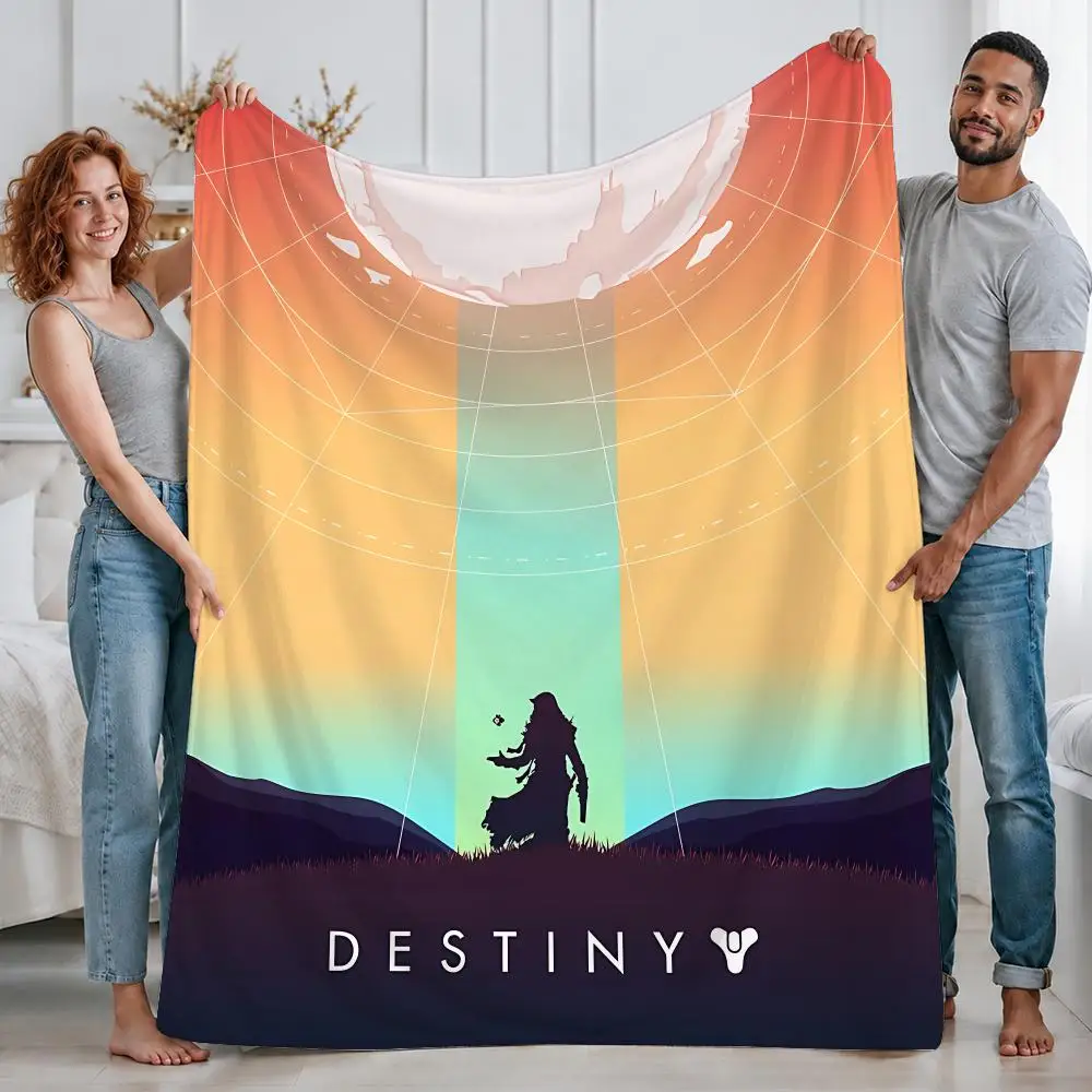 Futuristic Game Destiny Throw Custom Printed Flannel Fleece Blanket for Sofa Bed Office Travel & Camping