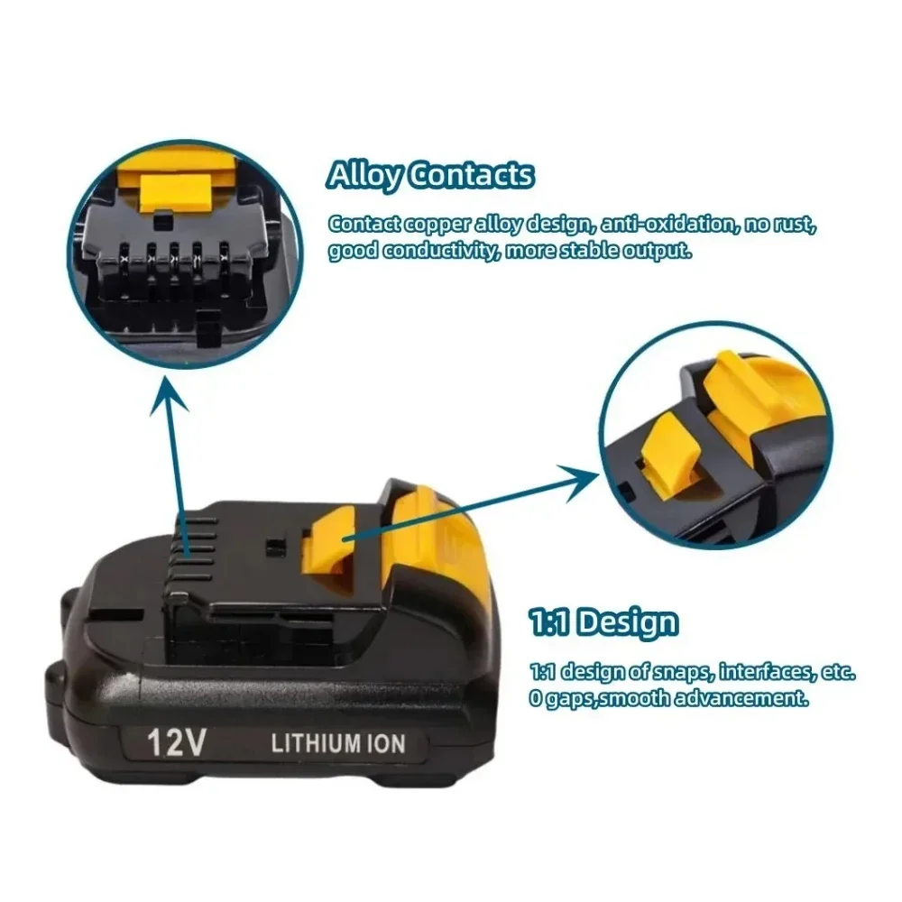 Оригинальный литий-ионный аккумулятор Dewalt, 12 В, 2 Ач, DCB120 DCB123 DCB125 DCB124 DCB122 DCD710, отвертка для электроинструмента