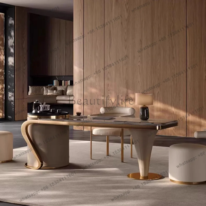 zj.Light Luxury Modern Living Room Home Office Desk Executive Ufficio Living Room Furniture Executive Stone Office Desk Integrat
