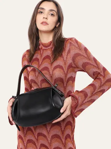 Niche Women PU Vegan Leather Top-handle Bag Rugby Shaped Solid Color Magnet Closure Short Handle Long Strap Cross body Handbag