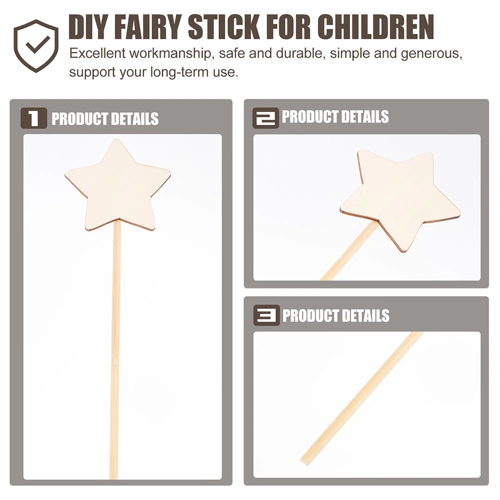 10 Pcs Star Wood Fairy Sticks Shape Kids Crafts Pinata Star-shaped Unpainted Graffiti